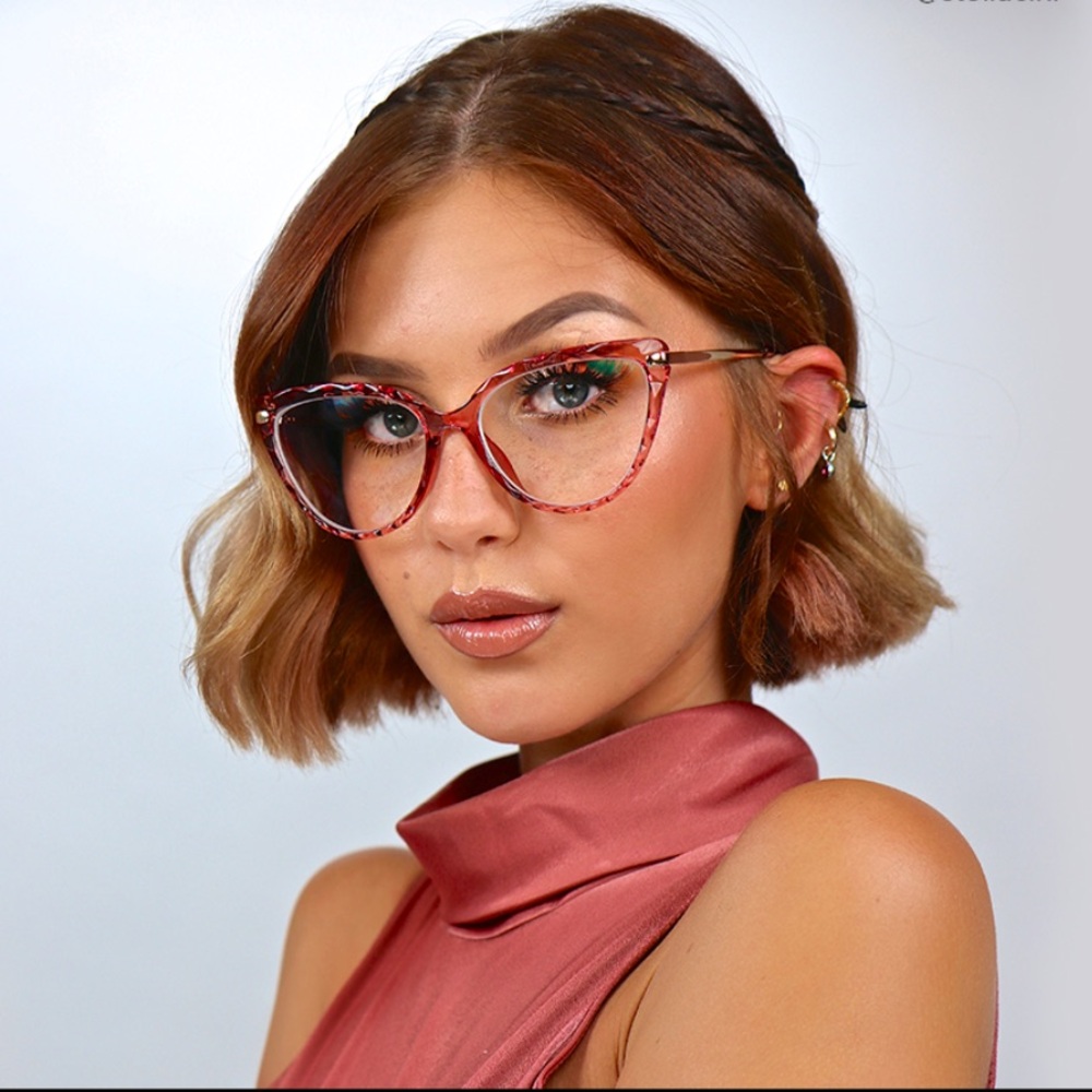 ZEELOOL -5.00 Prescription Pink Crystal Faceted Fashion Glasses - Picture 4 of 6